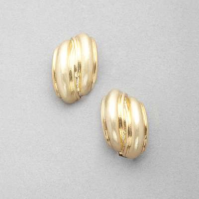 Worn Gold Curved Earring