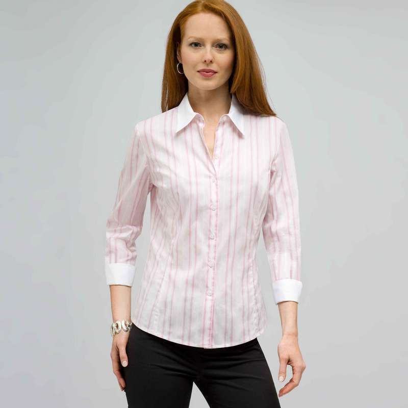 Stripe Button Down Shirt., LIght Pink Gem Combo, large image number 0