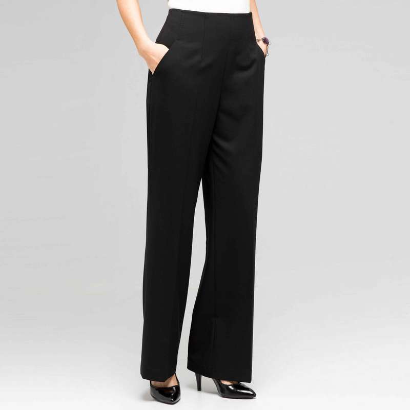 Flat Front Bootleg Pant, Black, large image number 0